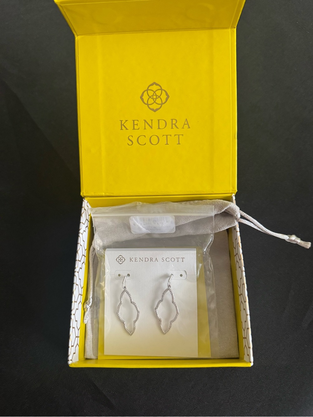 Kendra Scott Silver Openwork Quatrefoil Dangle Earrings